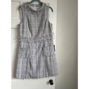 NWT Eliza J Sleeveless Tweed Dress Size 12 Roll Neck A-Line